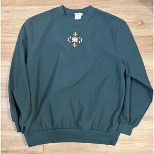 Women’s Vintage Pink Butterfly , Forest Green BonWorth Pull Over Size M